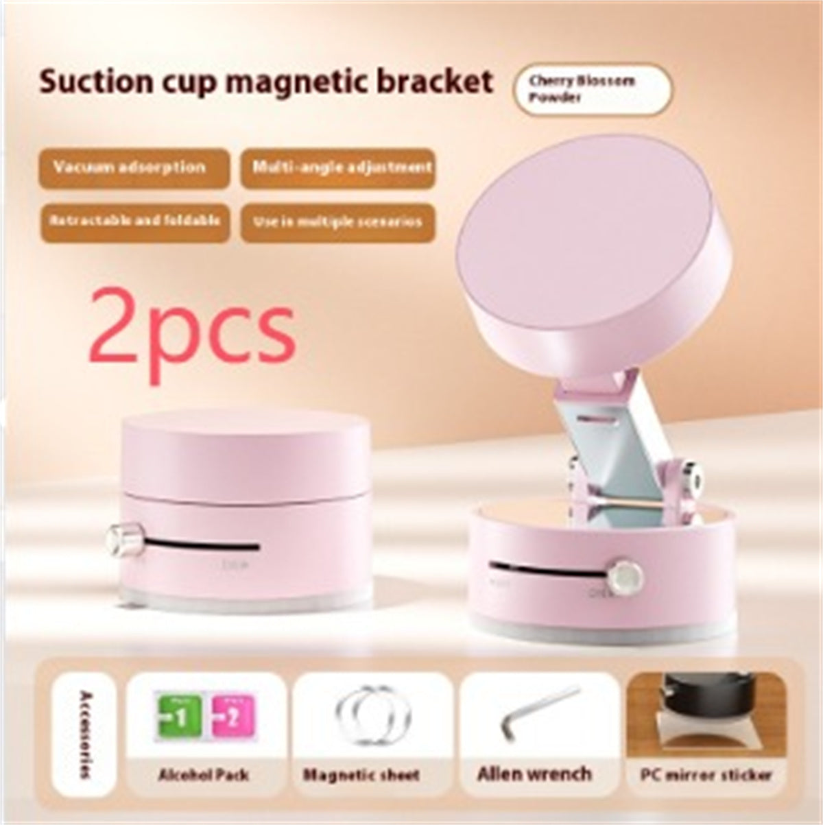 Foldable Magnetic Vacuum Car Phone Holder & Suction Cup For Smart Phone