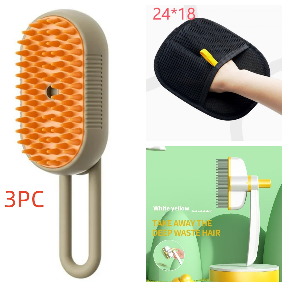 3-in-1 Electric Steam Pet Grooming Brush for Cats & Dogs