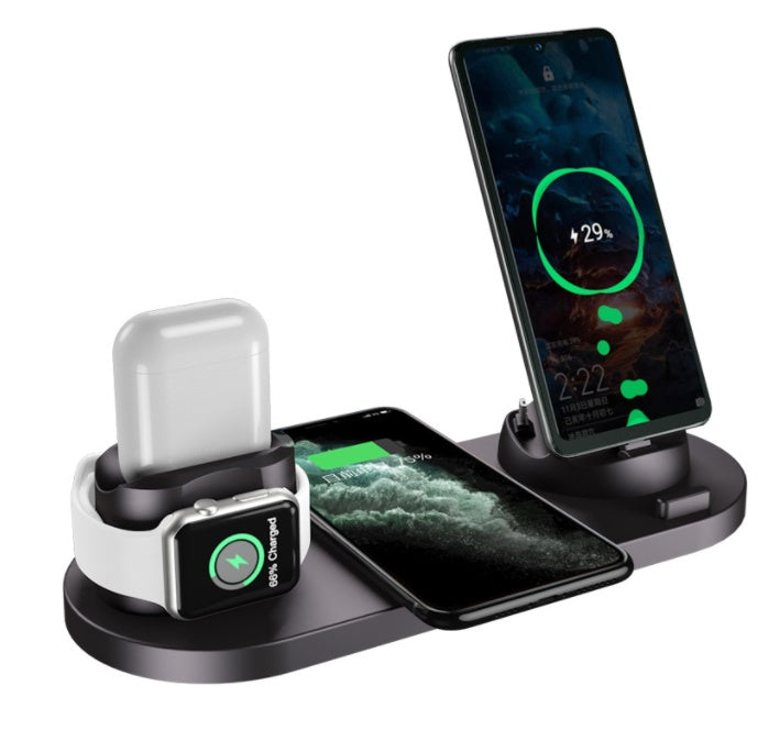 6-in-1 Wireless Fast Charging Dock Station for iPhone, Phone & Watch