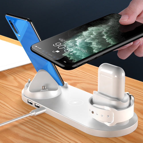 6-in-1 Wireless Fast Charging Dock Station for iPhone, Phone & Watch